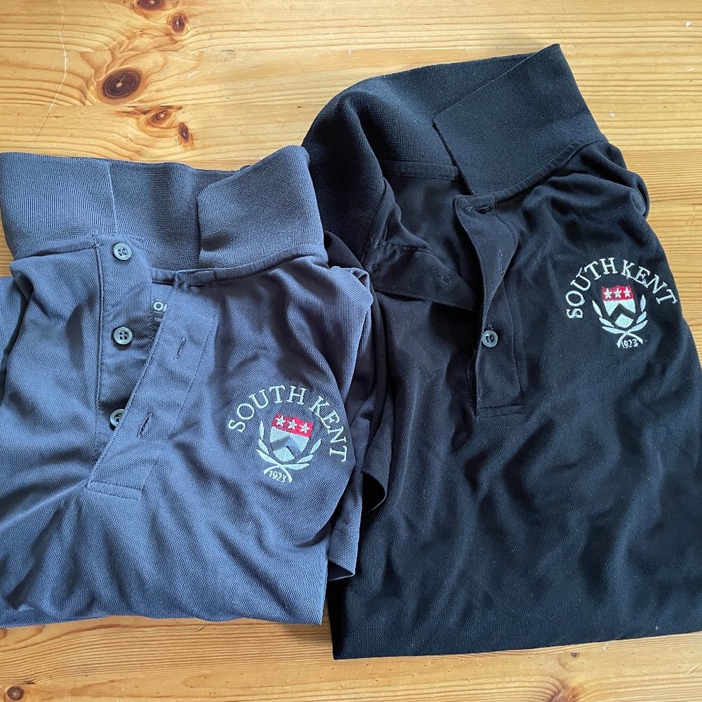 Two South Kent School polos, mens size medium